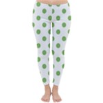 Polka Dots - Dollar Bill Green on White Winter Leggings