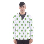 Polka Dots - Dollar Bill Green on White Hooded Wind Breaker (Men)