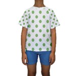 Polka Dots - Dollar Bill Green on White Kid s Short Sleeve Swimwear