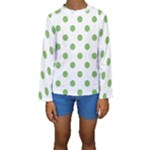 Polka Dots - Dollar Bill Green on White Kid s Long Sleeve Swimwear