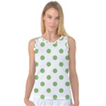 Polka Dots - Dollar Bill Green on White Women s Basketball Tank Top