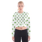Polka Dots - Dollar Bill Green on White Women s Cropped Sweatshirt