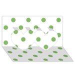 Polka Dots - Dollar Bill Green on White Twin Hearts 3D Greeting Card (8x4)
