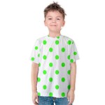 Polka Dots - Neon Green on White Kid s Cotton Tee