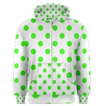 Polka Dots - Neon Green on White Men s Zipper Hoodie