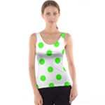 Polka Dots - Neon Green on White Tank Top