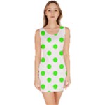 Polka Dots - Neon Green on White Bodycon Dress
