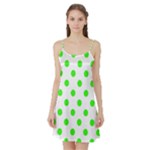 Polka Dots - Neon Green on White Satin Night Slip