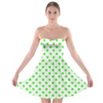 Polka Dots - Neon Green on White Strapless Bra Top Dress
