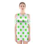 Polka Dots - Neon Green on White Women s Cutout Shoulder Dress