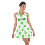 Polka Dots - Neon Green on White Cotton Racerback Dress
