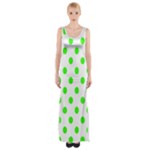 Polka Dots - Neon Green on White Maxi Thigh Split Dress