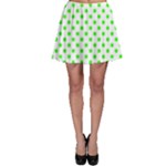 Polka Dots - Neon Green on White Skater Skirt