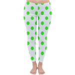 Polka Dots - Neon Green on White Winter Leggings