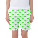 Polka Dots - Neon Green on White Women s Basketball Shorts
