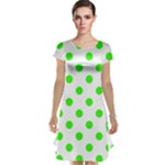 Polka Dots - Neon Green on White Cap Sleeve Nightdress