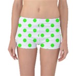 Polka Dots - Neon Green on White Boyleg Bikini Bottoms