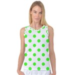 Polka Dots - Neon Green on White Women s Basketball Tank Top