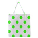 Polka Dots - Neon Green on White Grocery Tote Bag