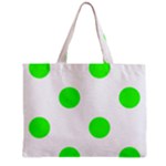 Polka Dots - Neon Green on White Zipper Mini Tote Bag