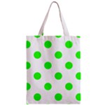 Polka Dots - Neon Green on White Zipper Classic Tote Bag