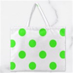 Polka Dots - Neon Green on White Zipper Large Tote Bag