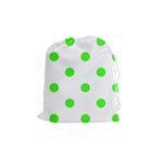 Polka Dots - Neon Green on White Drawstring Pouch (M)