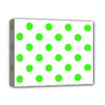 Polka Dots - Neon Green on White Deluxe Canvas 14  x 11  (Stretched)