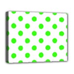 Polka Dots - Neon Green on White Deluxe Canvas 20  x 16  (Stretched)