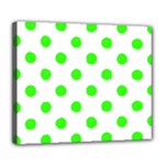 Polka Dots - Neon Green on White Deluxe Canvas 24  x 20  (Stretched)