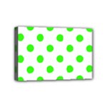 Polka Dots - Neon Green on White Mini Canvas 6  x 4  (Stretched)