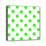Polka Dots - Neon Green on White Mini Canvas 6  x 6  (Stretched)