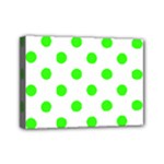 Polka Dots - Neon Green on White Mini Canvas 7  x 5  (Stretched)