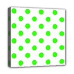 Polka Dots - Neon Green on White Mini Canvas 8  x 8  (Stretched)