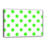 Polka Dots - Neon Green on White Canvas 18  x 12  (Stretched)