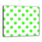 Polka Dots - Neon Green on White Canvas 20  x 16  (Stretched)