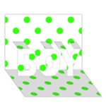 Polka Dots - Neon Green on White BOY 3D Greeting Card (7x5)