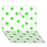 Polka Dots - Neon Green on White Ribbon 3D Greeting Card (7x5)