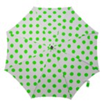 Polka Dots - Neon Green on White Hook Handle Umbrella (Medium)