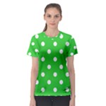 Polka Dots - White on Lime Green Women s Sport Mesh Tee
