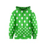 Polka Dots - White on Lime Green Kid s Zipper Hoodie
