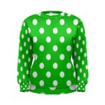 Polka Dots - White on Lime Green Women s Sweatshirt