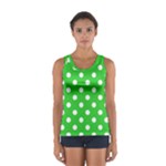 Polka Dots - White on Lime Green Women s Sport Tank Top