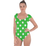 Polka Dots - White on Lime Green Short Sleeve Leotard (Ladies)