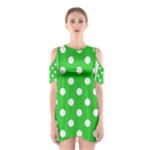 Polka Dots - White on Lime Green Women s Cutout Shoulder Dress