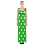 Polka Dots - White on Lime Green Maxi Thigh Split Dress