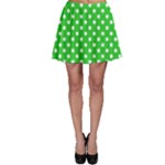 Polka Dots - White on Lime Green Skater Skirt