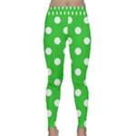 Polka Dots - White on Lime Green Yoga Leggings