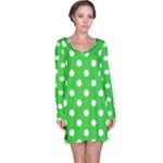 Polka Dots - White on Lime Green Long Sleeve Nightdress