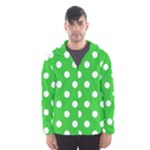 Polka Dots - White on Lime Green Hooded Wind Breaker (Men)